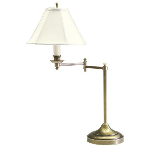 Club Antique Brass Table Lamp with Swing Arm