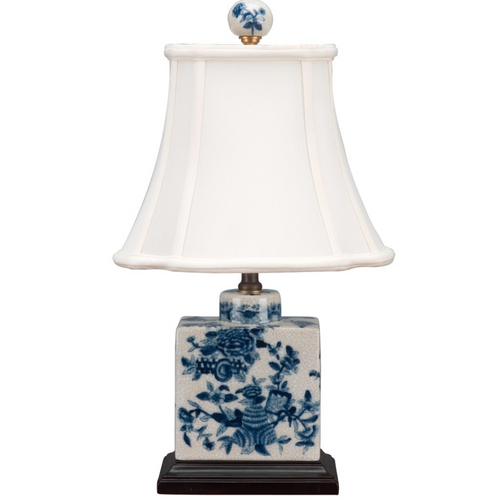Porcelain Table Lamp in Blue and White Floral
