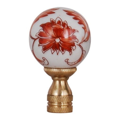 Red Floral Porcelain Finial