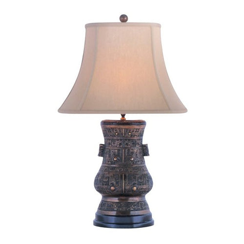 Solid Casting Bronze Oval Urn Table Lamp