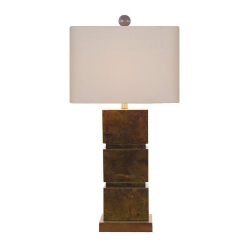 Square Jade Table Lamp With Matching Rectangle linen Lamp Shade