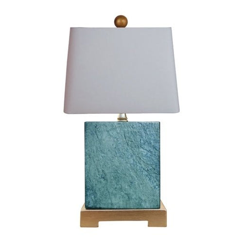 Jade Blue Textured Square Base Mini Lamp