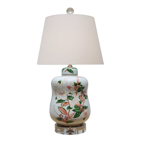 Porcelain Wood Flower Table Lamp