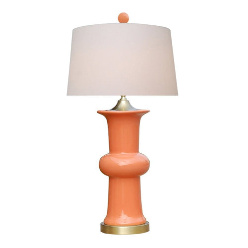 Porcelain Coral Red Lotus Vase Table Lamp