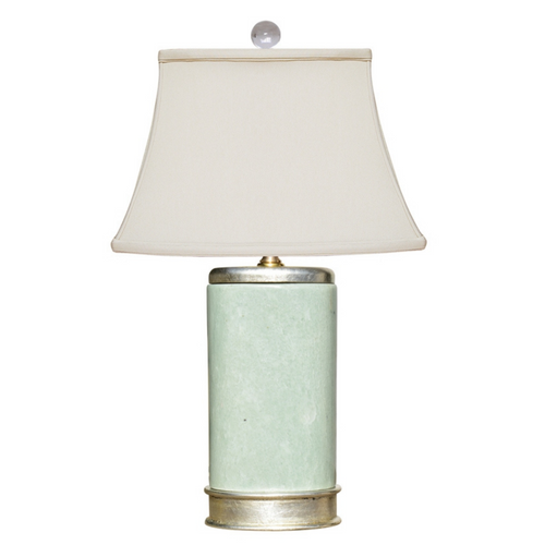 Mini Jade Green Table Lamp with Silver Leaf Base