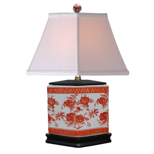 Mini Porcelain Orange Diamond Table Lamp