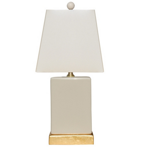 Mini Porcelain Cream Table Lamp (Gold Leaf Base)