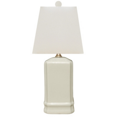 Mini Porcelain Dove Cream Square Table Lamp
