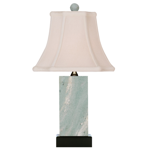 Jade Green Mini Table Lamp with Tall Rectangle Column Base