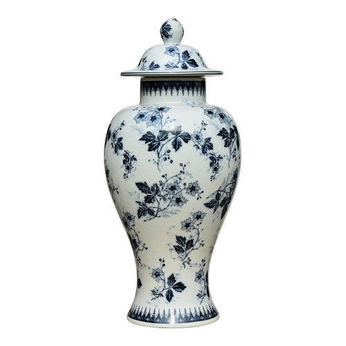 Dark Blue & White Porcelain Temple Jar