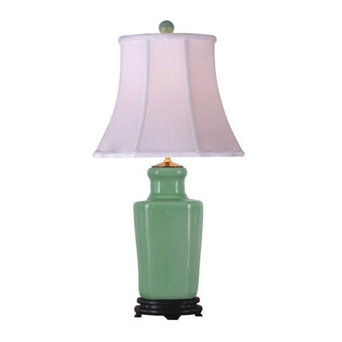 Jade Green Celadon Table Lamp with Hexagonal Shaped Body