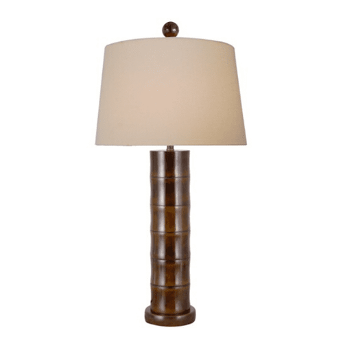 Jade Bamboo Table Lamp with Linen Drum Lampshade