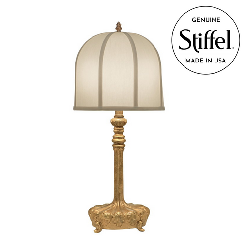 Stiffel Gilded Gold Table Lamp with Dome-Shaped Lamp Shade