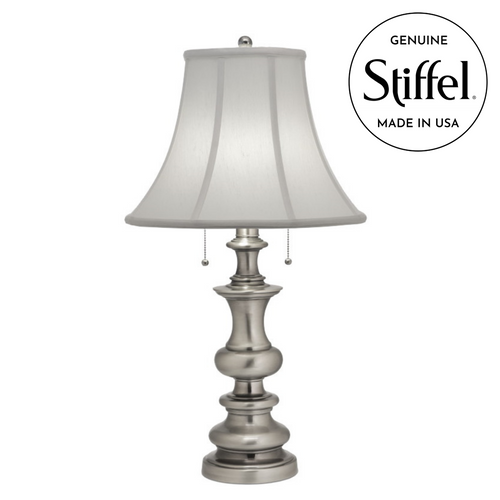 Stiffel Antique Nickel Table Lamp with Double Pull Chains
