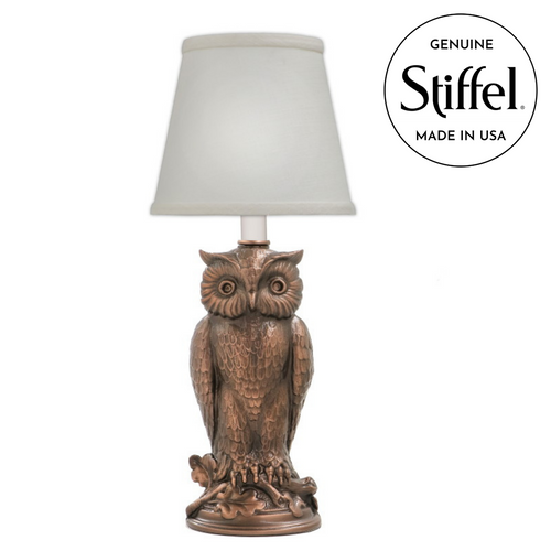 Stiffel Owl Shaped Mini Table Lamp in Antique Bronze