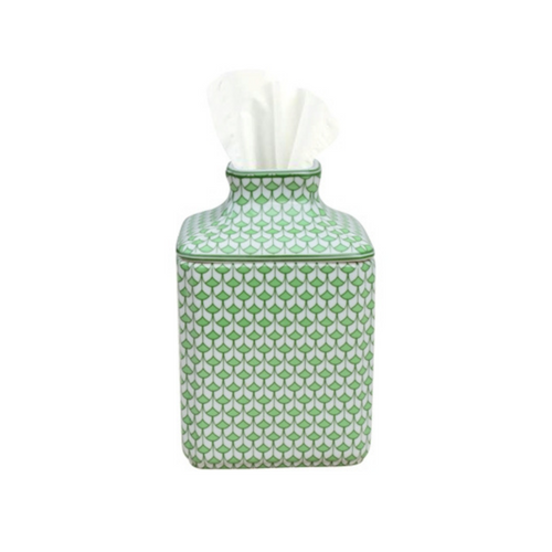 Porcelain Green Fish-Scale Square Tissue Box