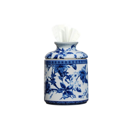 Porcelain Blue & white Floral Tissue Box