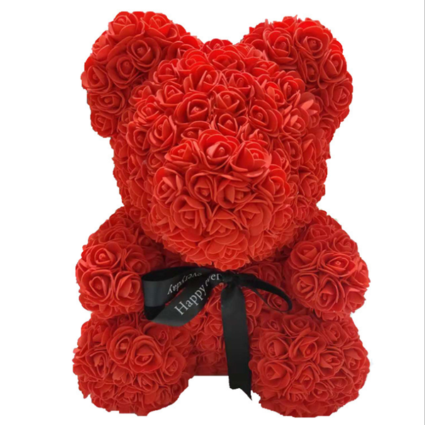 rose teddy bear in box