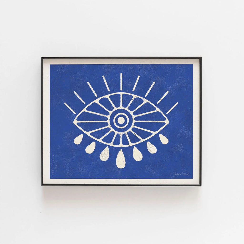 15 evil eye wall art cream colbalt blue