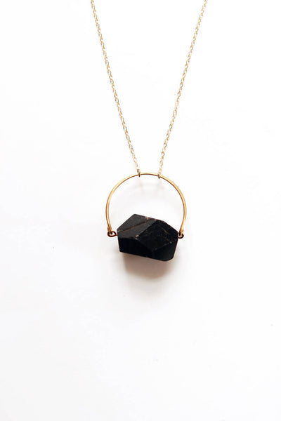 Arch Black Tourmaline Necklace |  Black Stone Necklace | Gold Tourmaline Necklace | Sterling Tourmaline | Stone Jewelry | Tourmaline Jewelry