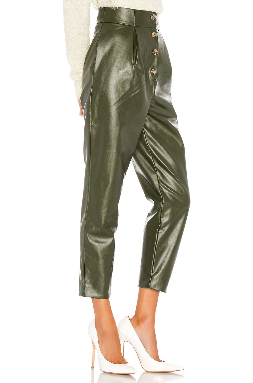 olive green faux leather pants