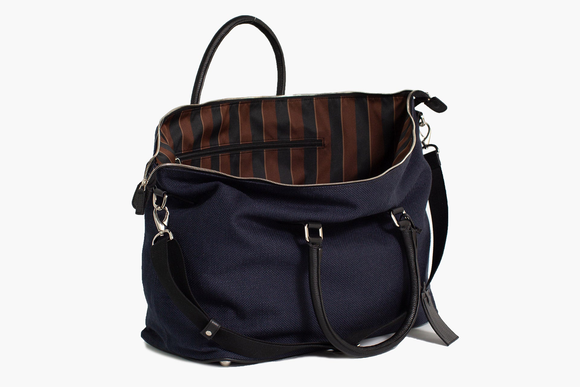 weekender bag blue linen