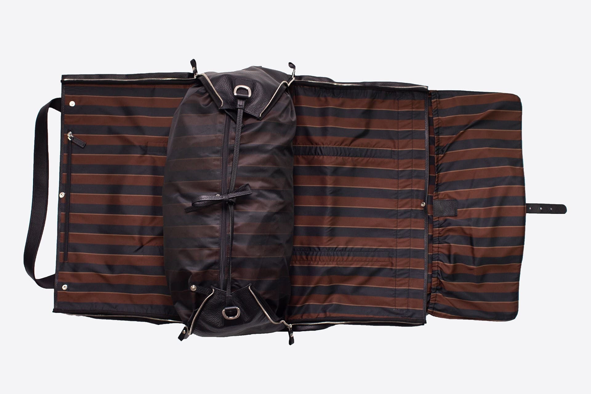 Best Garment Duffle Bag - Black Leather & Regimental