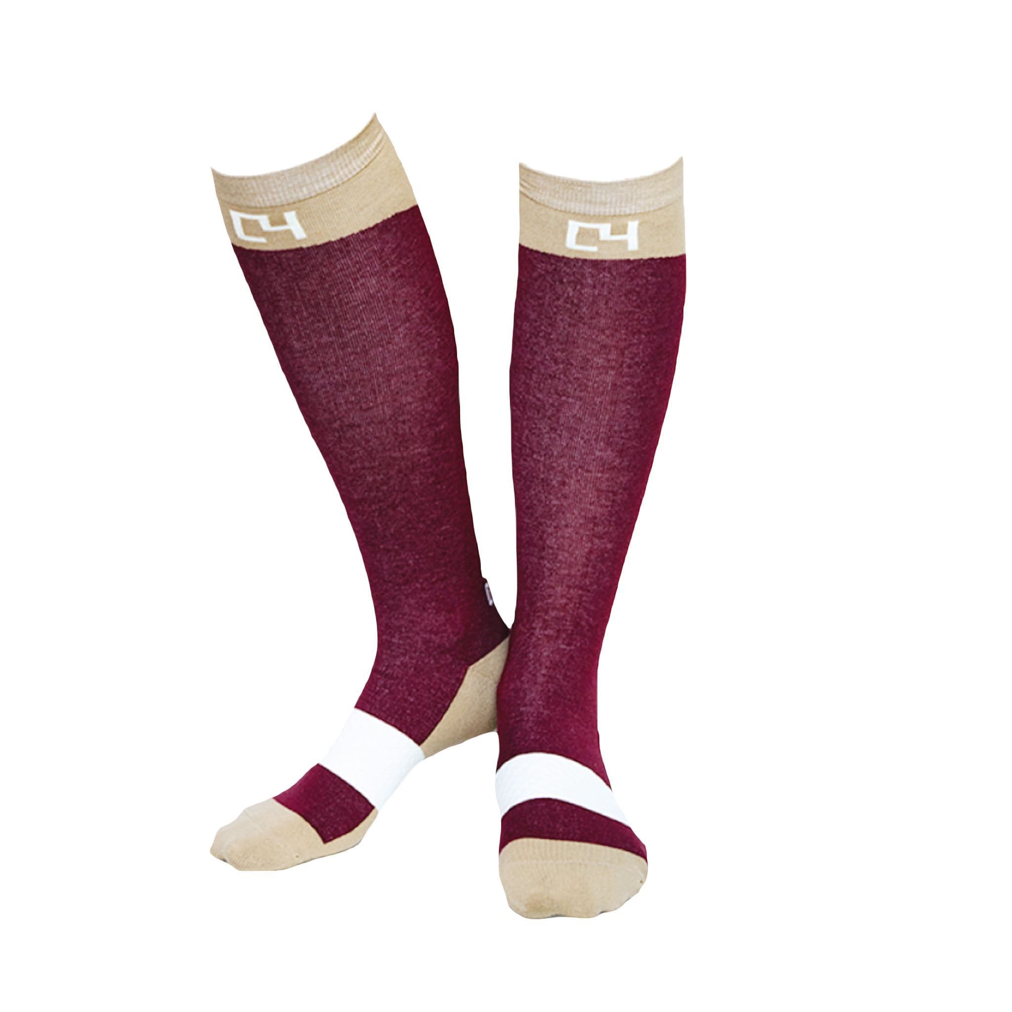 High Performance Riding Socks - Maroon & Cream socks mistylaurel BELTS