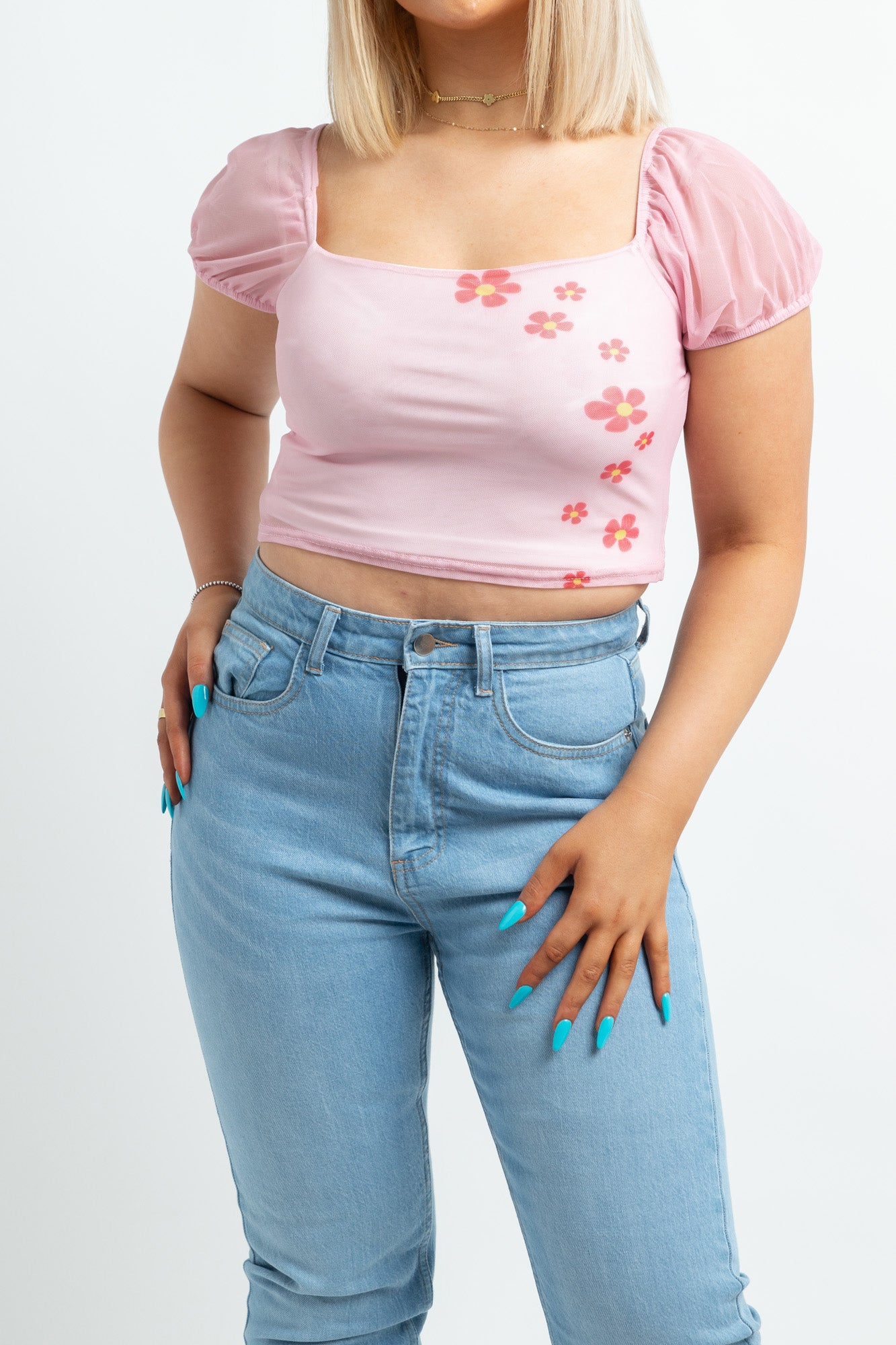 Tammy Girl Mesh Top with Flowers