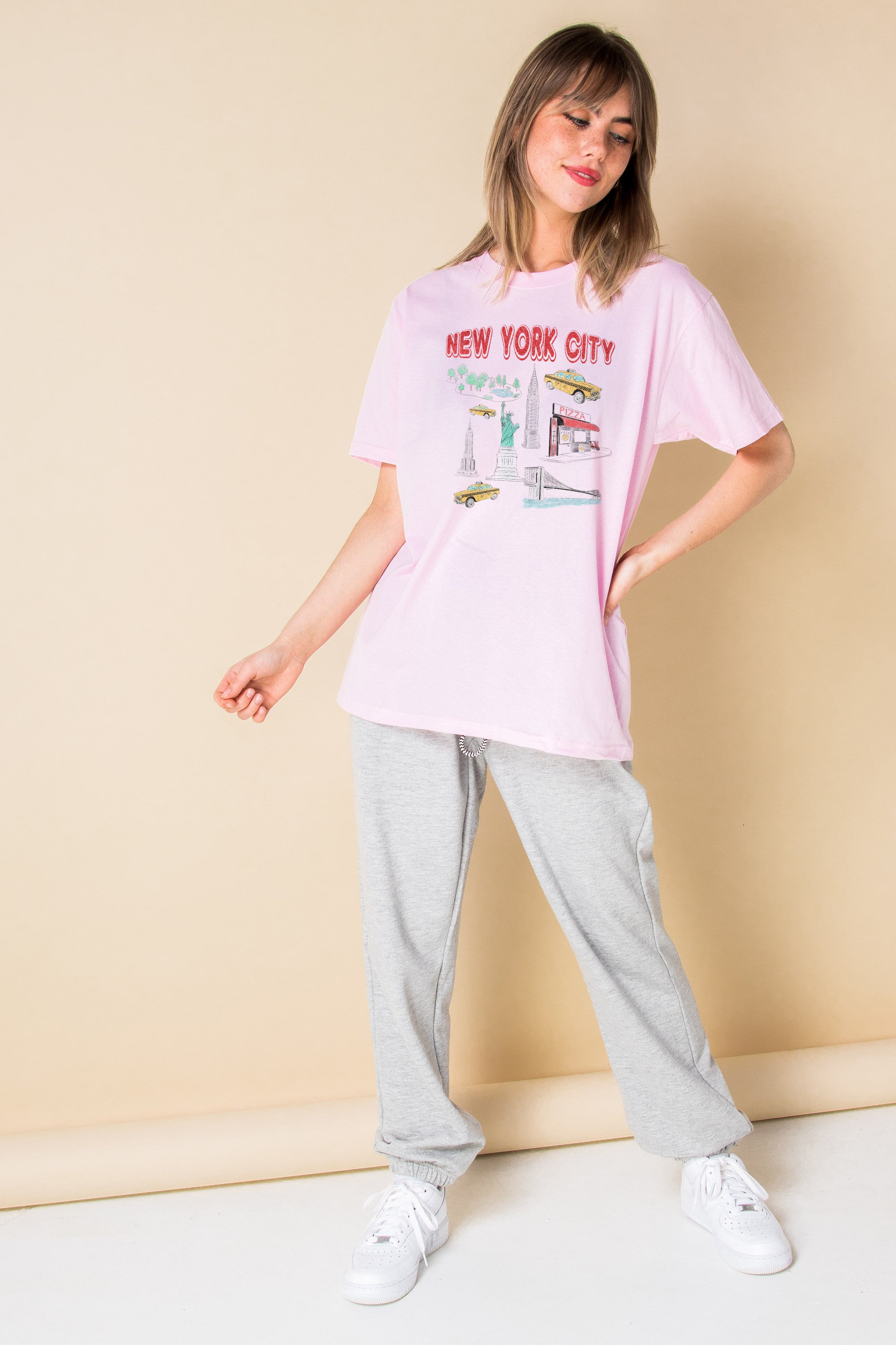 Daisy Street Relaxed T-Shirt with New York Print