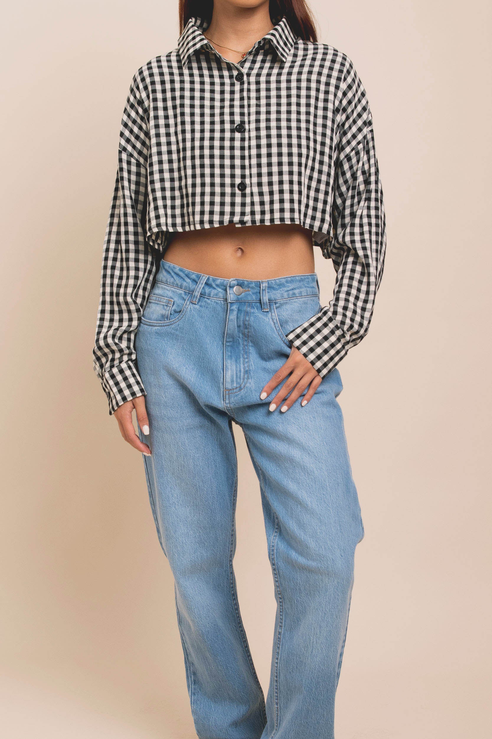 Daisy Street Cropped Shirt in Gingham