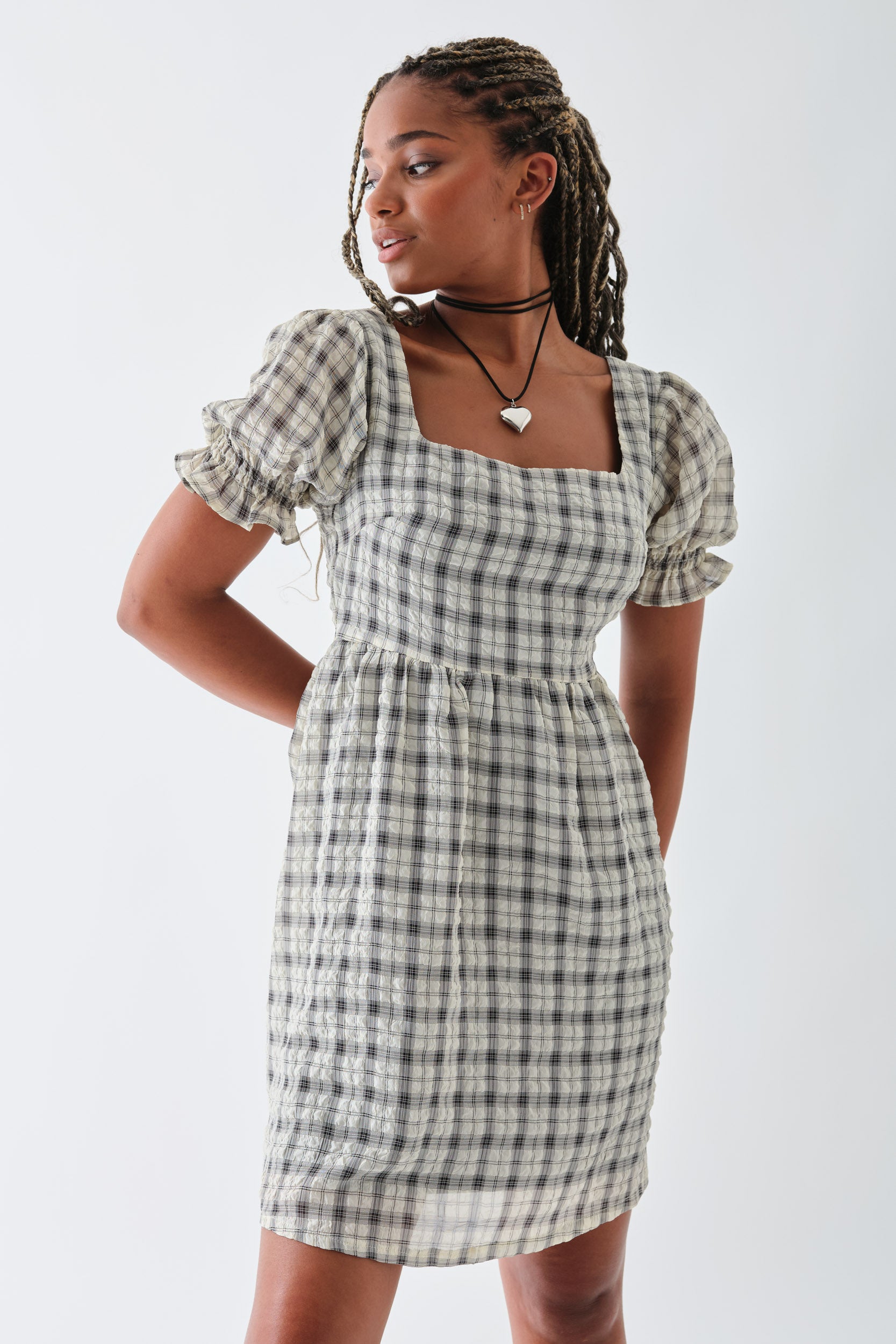 Daisy Street Check Smock Dress