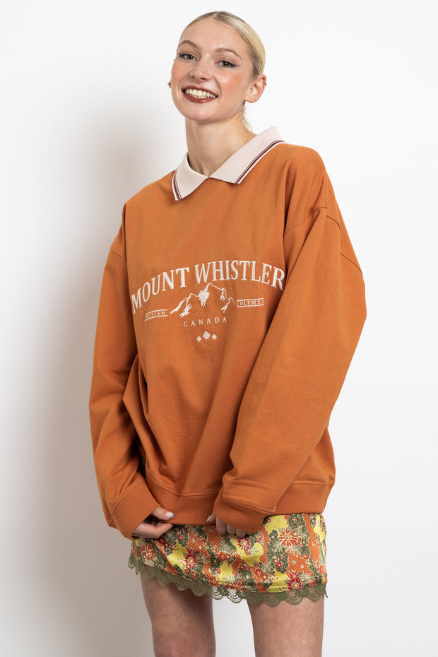 Daisy Street Collared Embroidered Crew Neck Sweatshirt