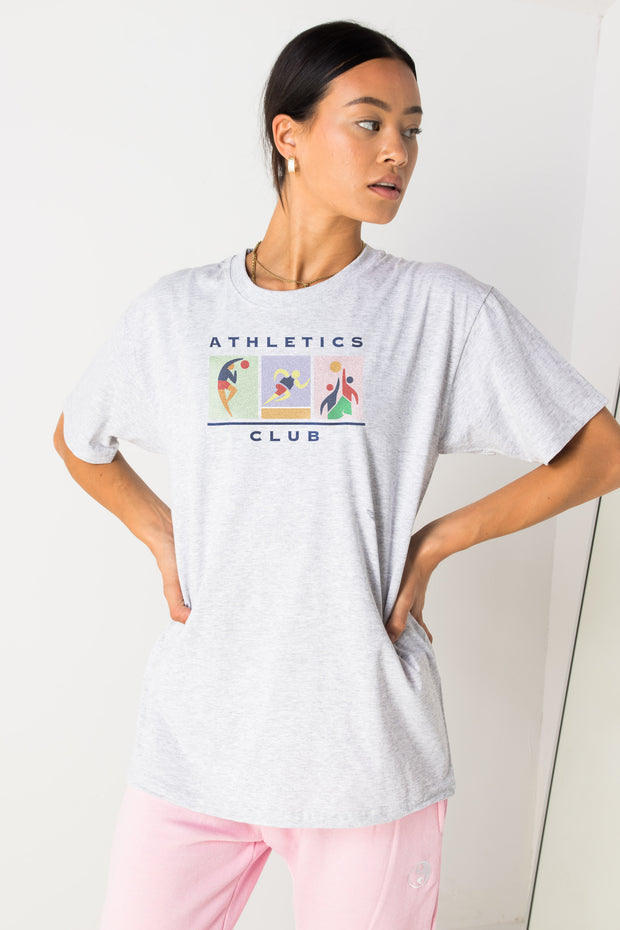 Daisy Street Relaxed T-Shirt with Athletics Club Print