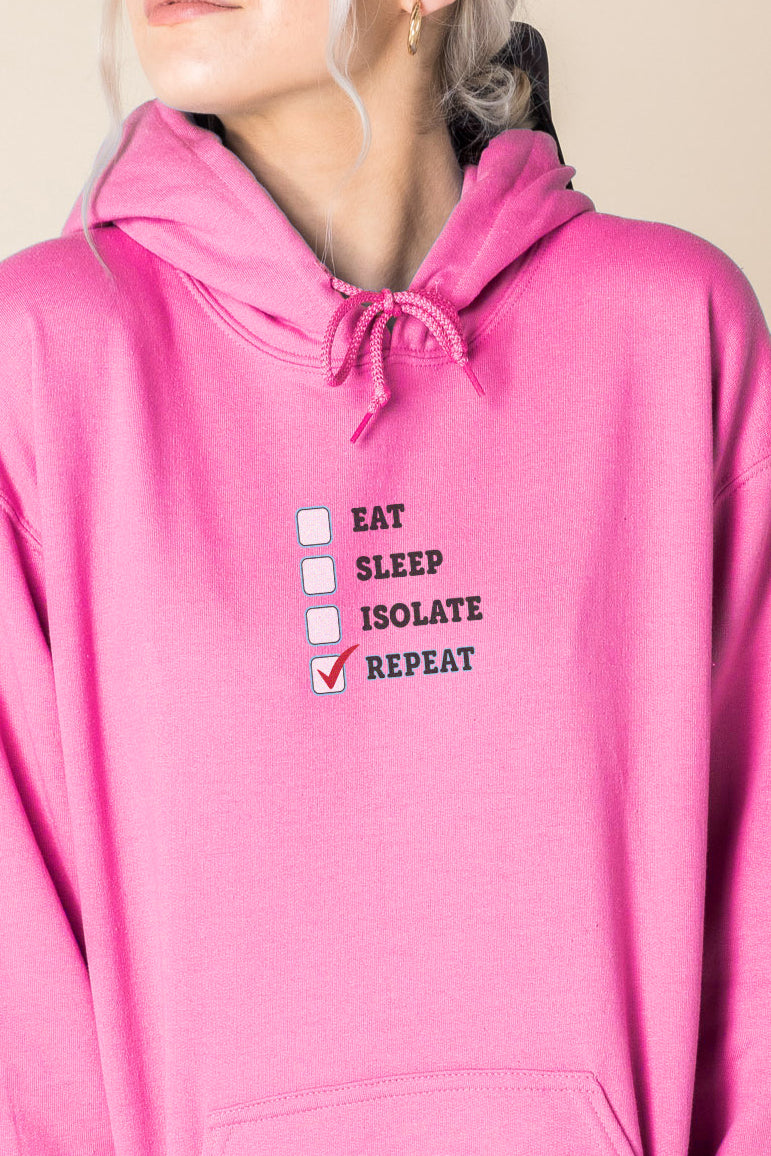 Daisy Street Oversized Hoodie with Eat Sleep Isolate Repeat Print