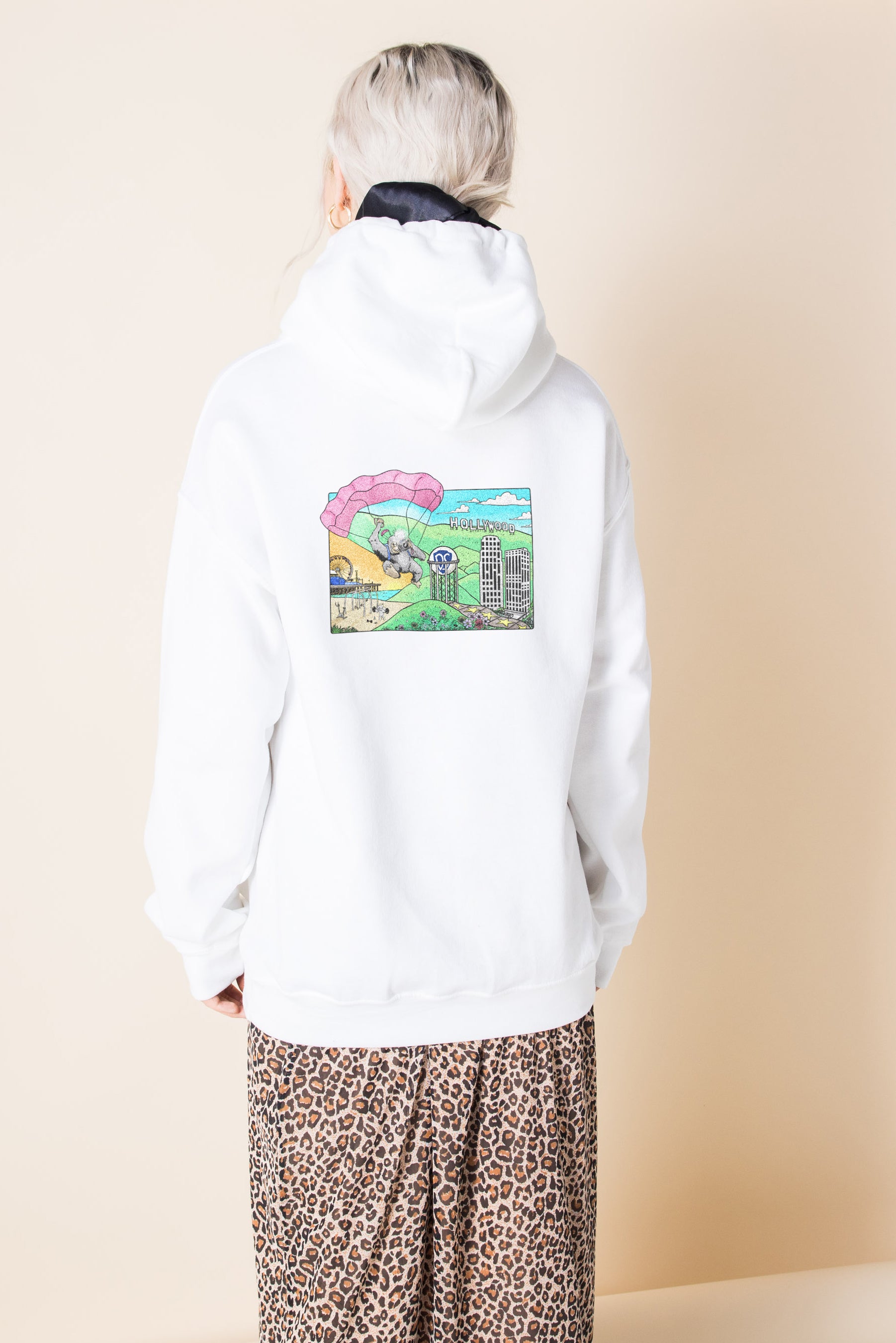 Daisy Street Oversize Hoodie with Hollywood Print