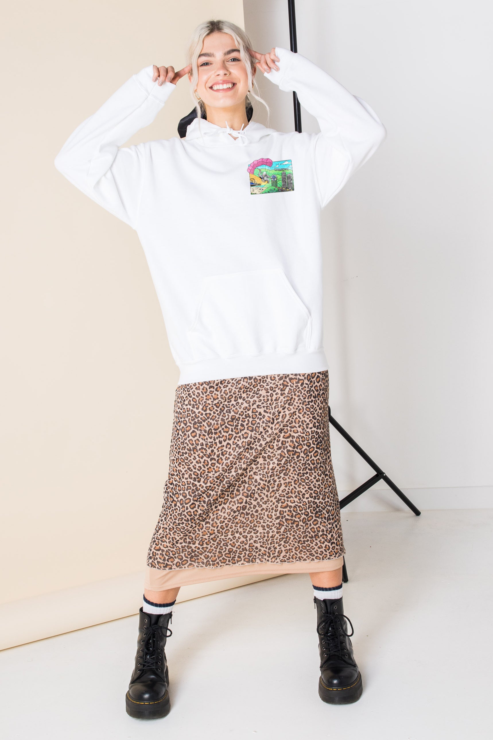 Daisy Street Oversize Hoodie with Hollywood Print