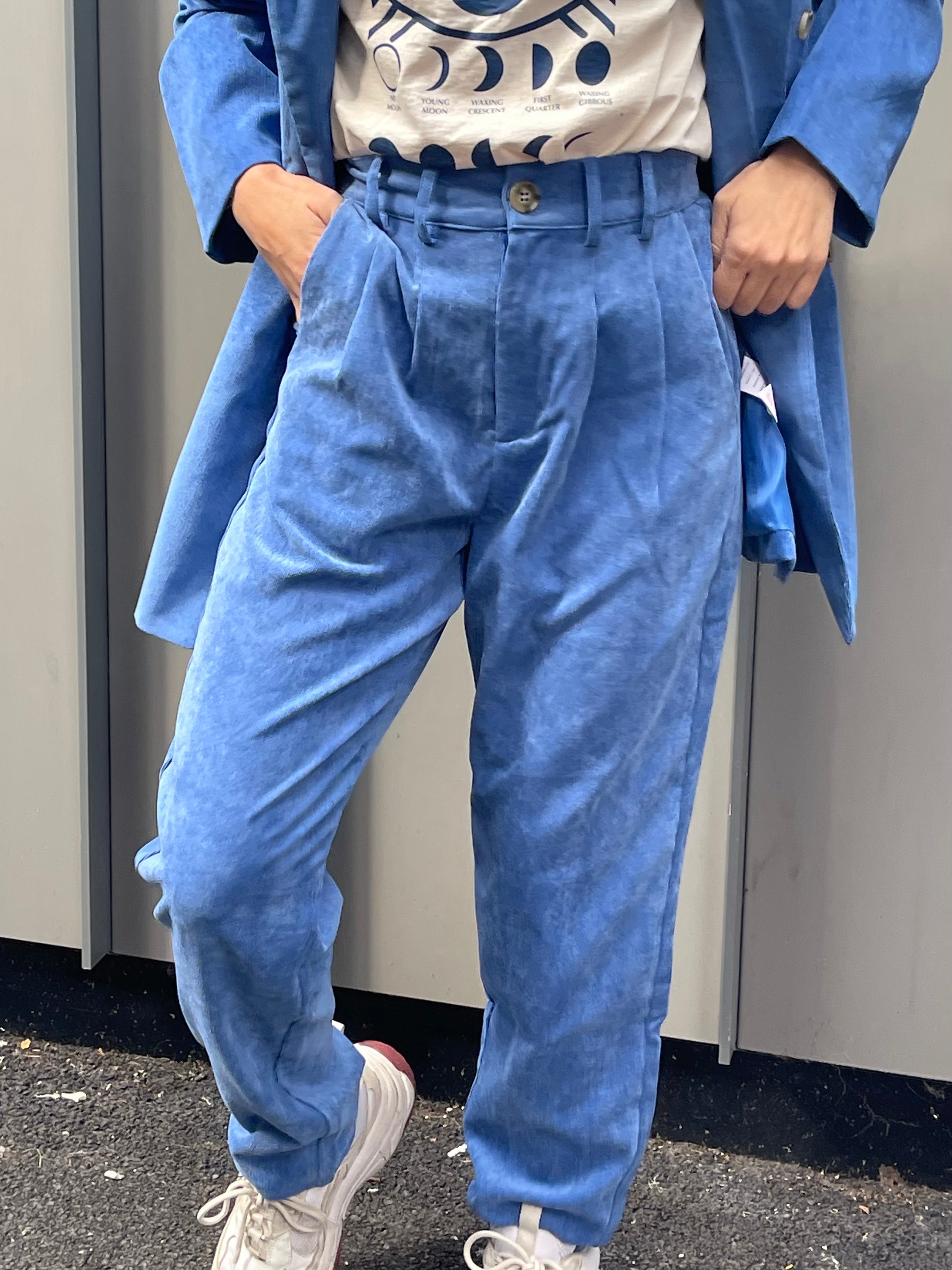 Daisy Street Fine Cord Trousers Co-ord in Blue