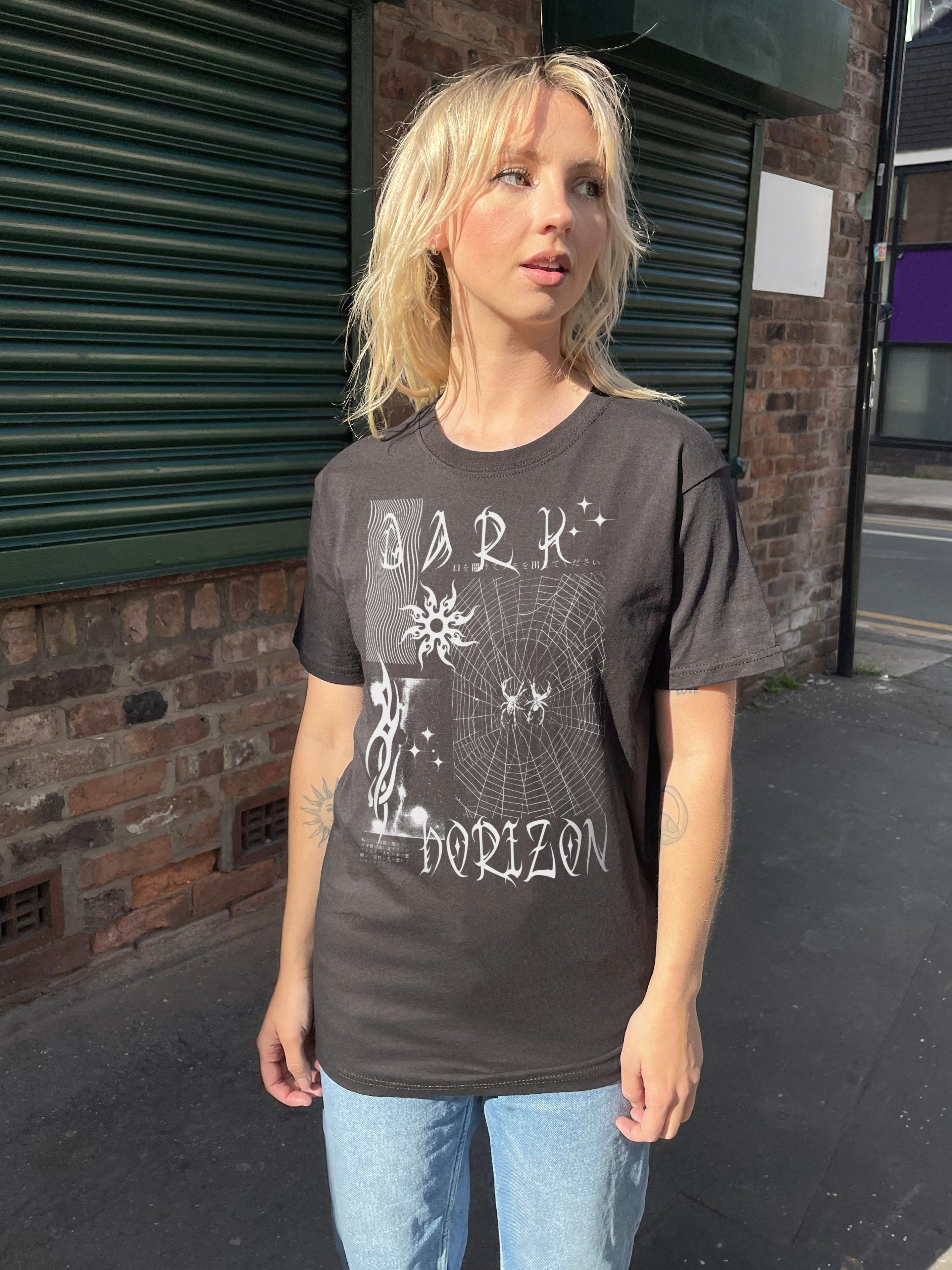 Daisy Street Relaxed T-Shirt with Dark Horizon Print