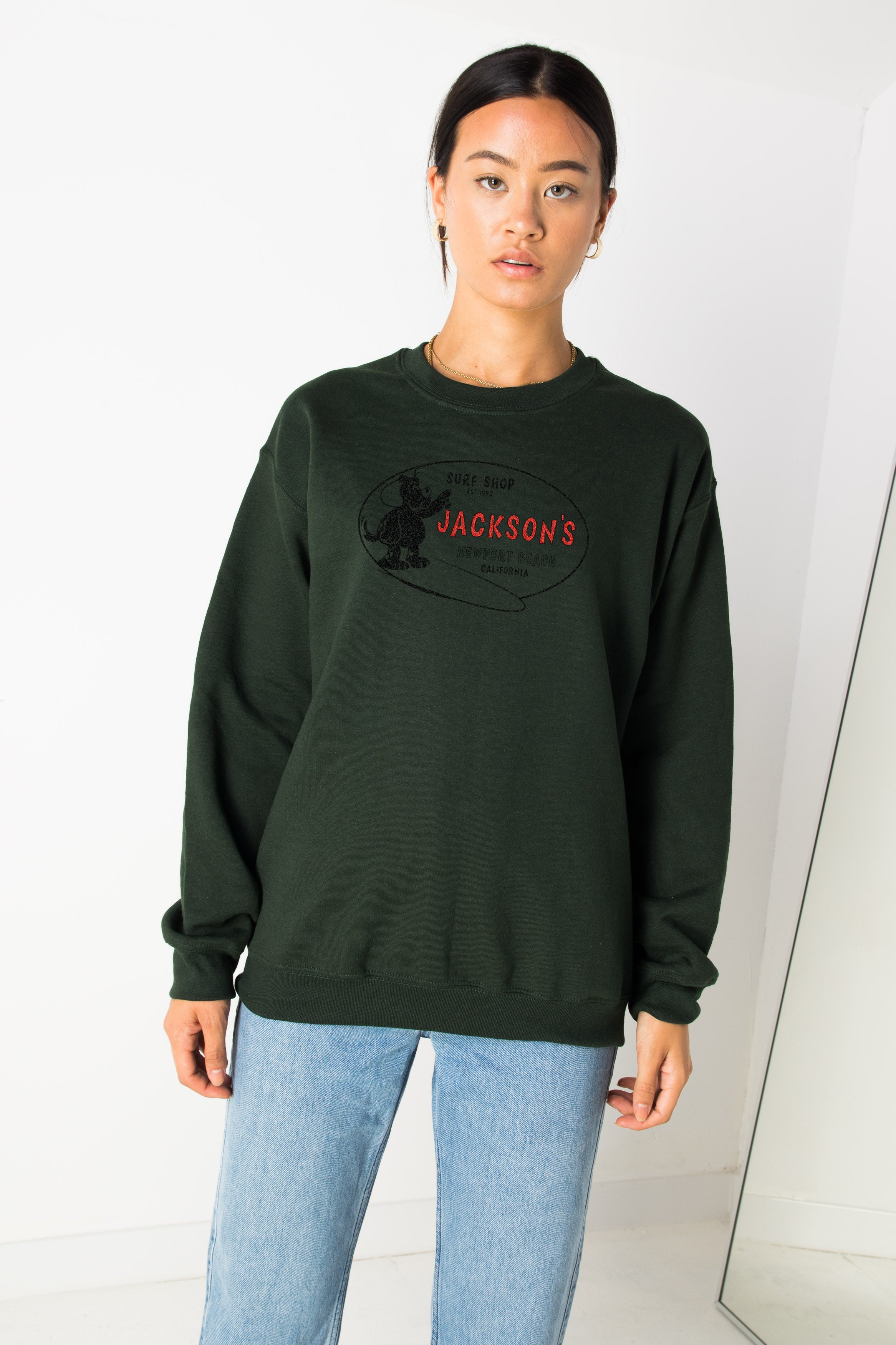 Daisy Street Relaxed Sweatshirt With Surf Shop Print