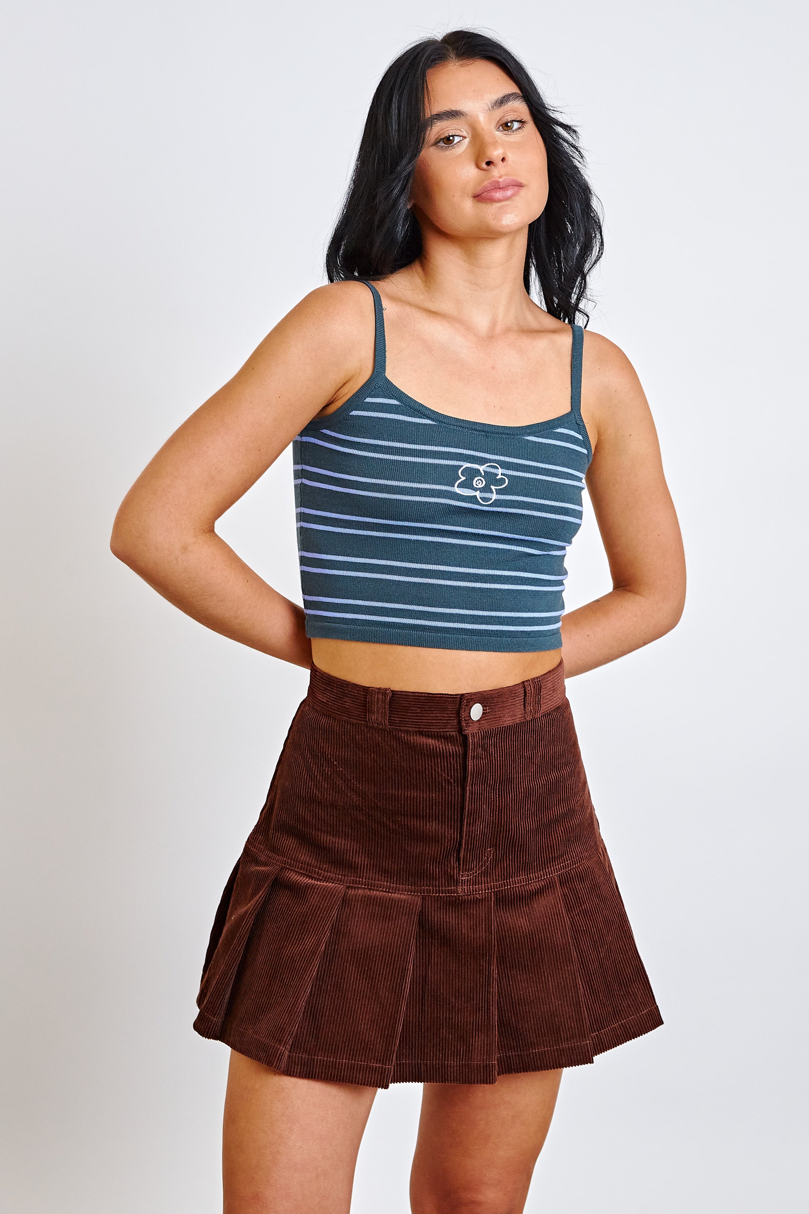 Daisy Street Stripe Knitted Crop Top