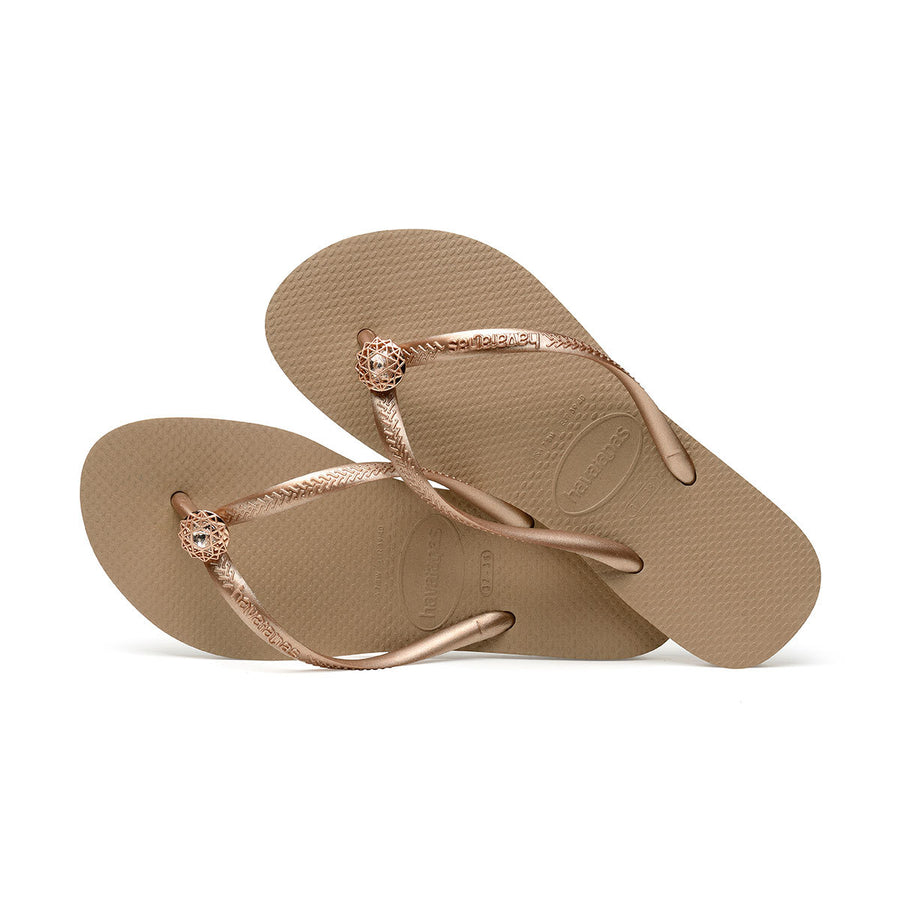 havaianas slim swarovski crystal flip flops in rose gold