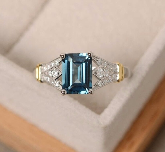 Fashion Desgin Ring Big Square Blue 