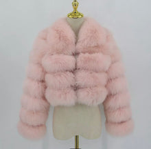Upload image to Gallery Viewer, Light Pink Fox Fur Jacket with Collar