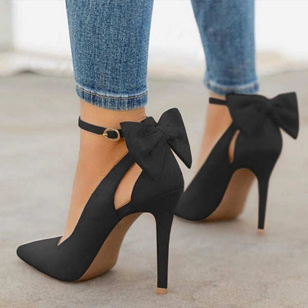 pointed buckle heels