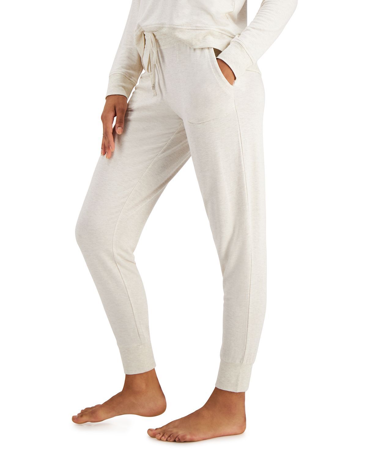 Alfani Super Soft Jogger Pajama Pants Oatmeal Hthr