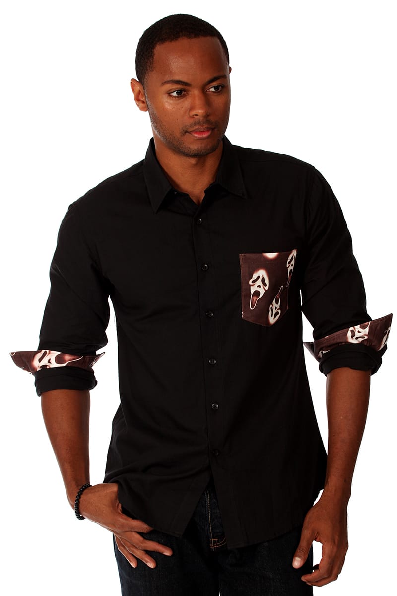 00 Nothing Black Skullgre Button-Up