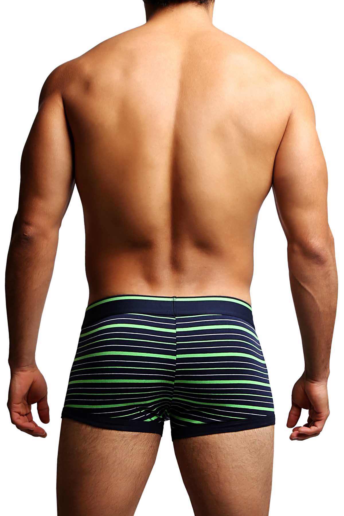 2-Pack Papi Navy & Green Stripes Stretch Brazilian Trunks