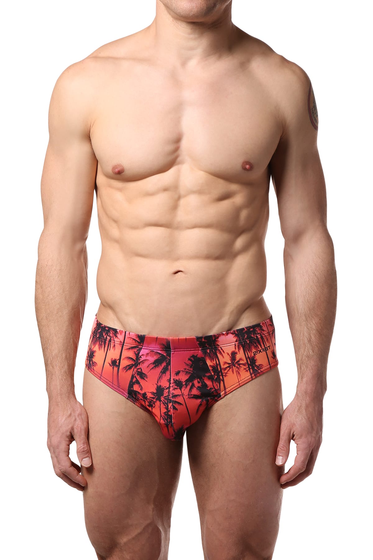 2(X)IST Red-Sunset Palm Trees Graphic Modal Bikini