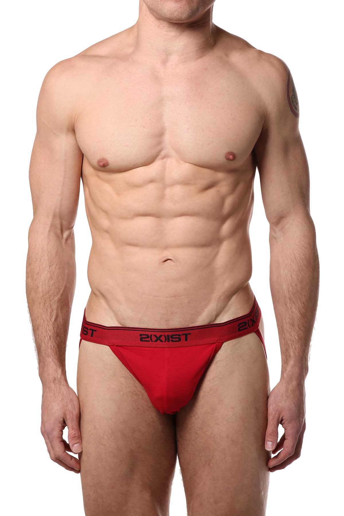 2(X)IST Red & Black Stretch Cotton Jock 2-Pack